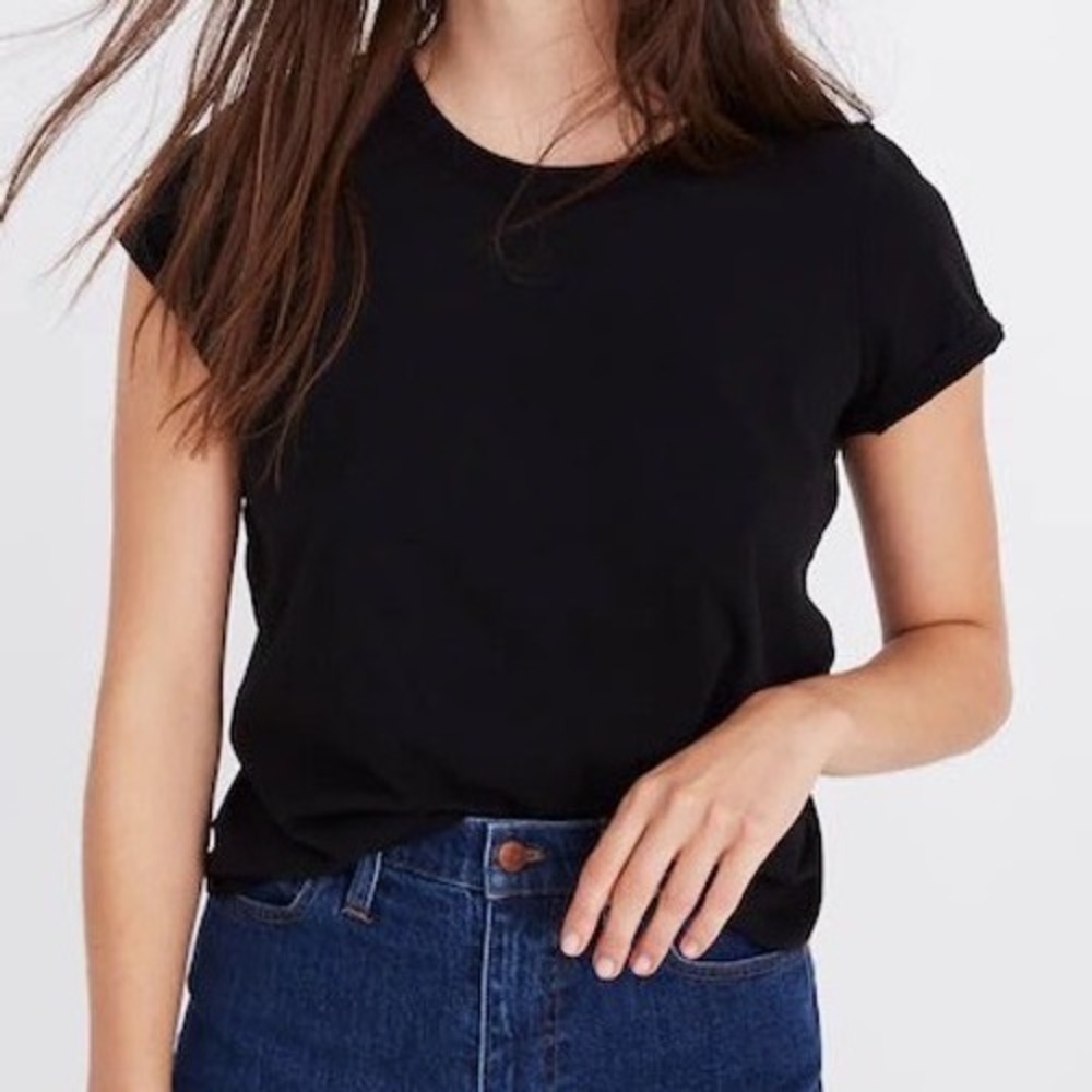 Madewell Northside Vintage Tee Womens Large Black Cotton Short Sleeve T-Shirt